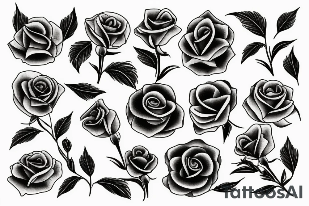 rectangle containing an iris and a rose tattoo idea
