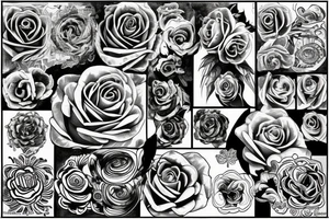psychedelic rose and iris tattoo idea