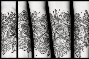 psychedelic rose and iris tattoo idea