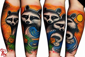 Racoon playing as dj tattoo idea