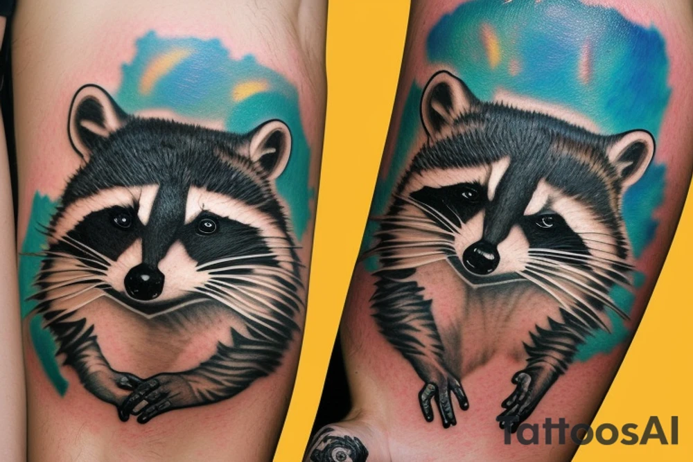 Racoon playing as dj tattoo idea