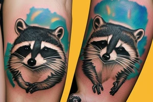 Racoon playing as dj tattoo idea