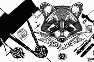 Racoon playing as dj tattoo idea