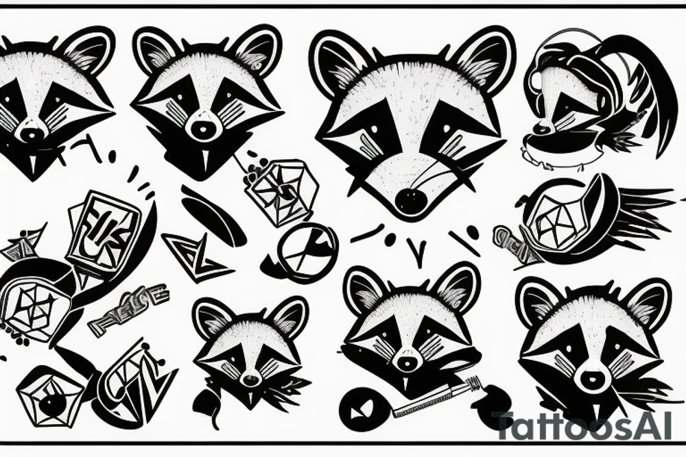 Racoon playing as dj tattoo idea