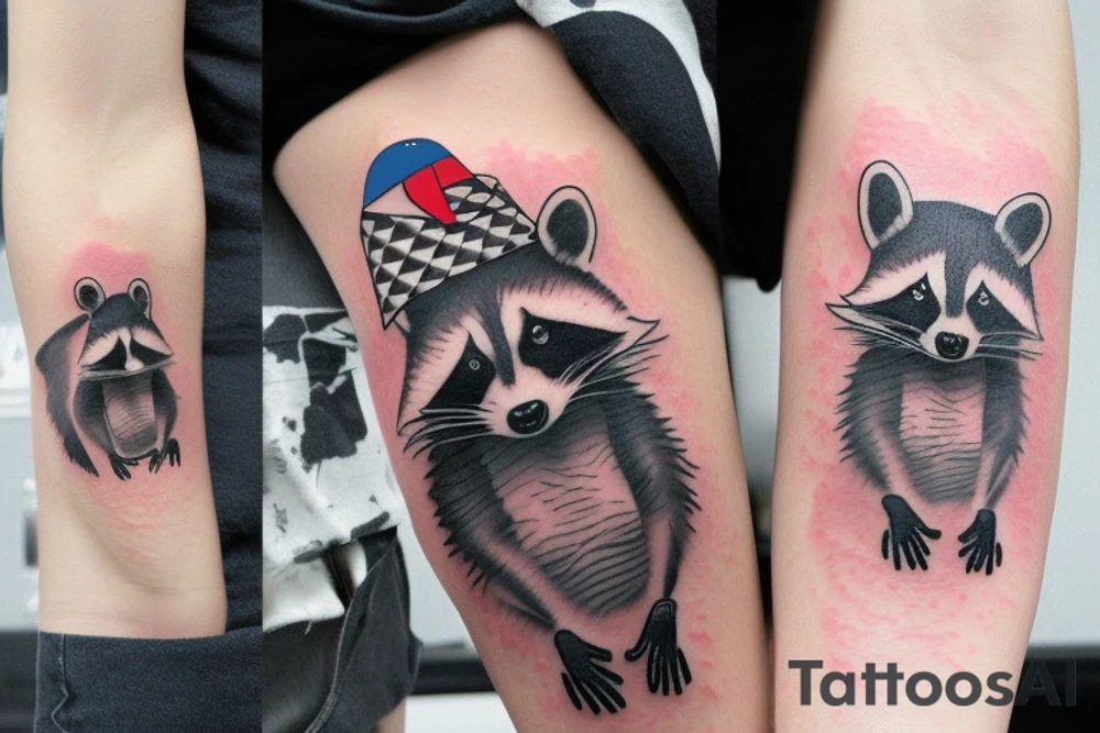 Racoon playing as dj tattoo idea