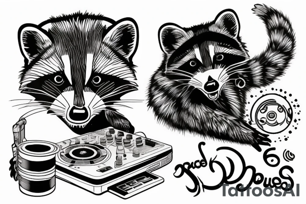 Racoon playing as dj tattoo idea