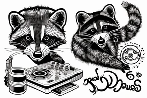 Racoon playing as dj tattoo idea