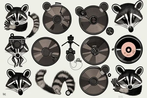 Racoon playing a turntable tattoo idea