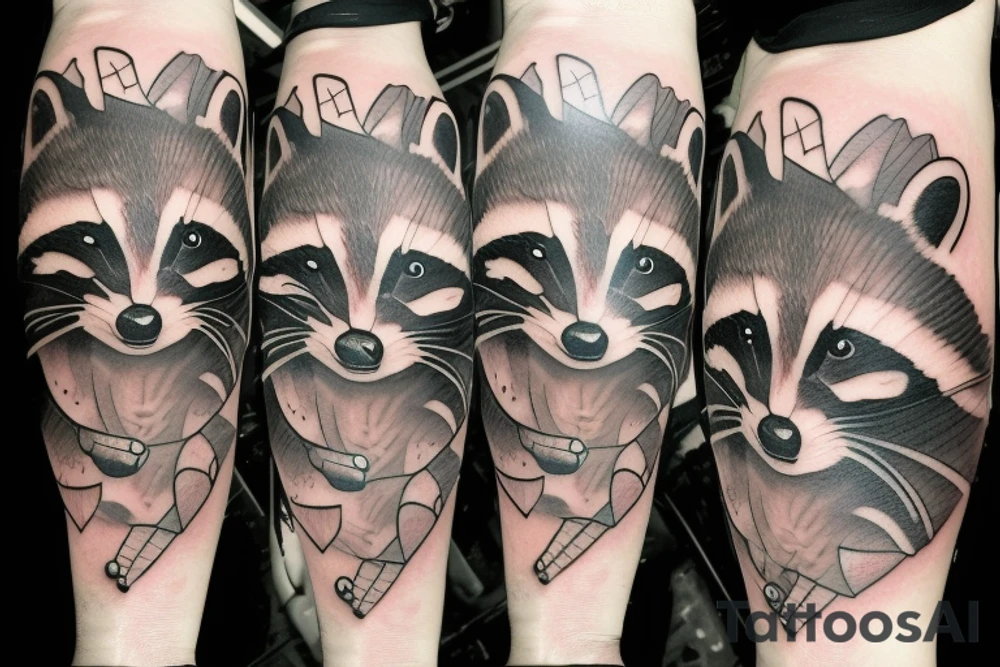 Racoon playing a turntable tattoo idea