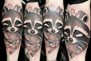 Racoon playing a turntable tattoo idea