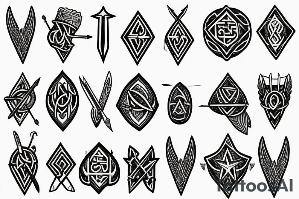 Sleeve, Viking, Native American, family, Arabic, arrow, sword, warrior, Star on elbow tattoo idea