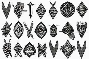 Sleeve, Viking, Native American, family, Arabic, arrow, sword, warrior, Star on elbow tattoo idea