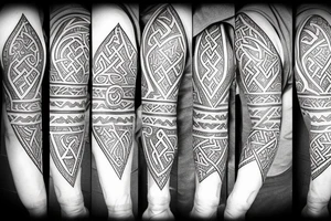 Sleeve, Viking, Native American, family, Arabic allahuakbar, arrow, sword, warrior, Star on elbow tattoo idea