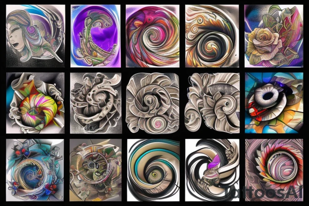 Abstract, spiral, rgb, 3d tattoo idea