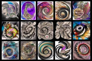 Abstract, spiral, rgb, 3d tattoo idea