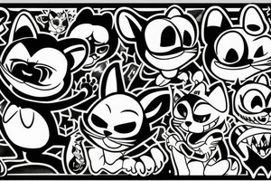 Felix the cat angry wearing punk clothes tattoo idea