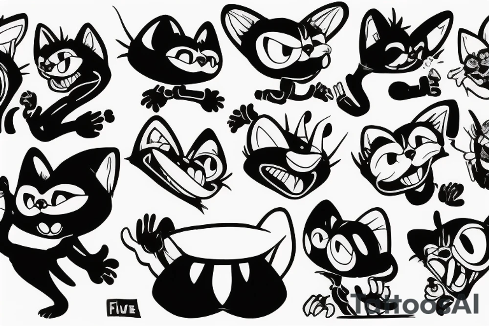 Felix the cat angry wearing drinking tattoo idea