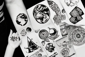 planet earth with sign on top tattoo idea