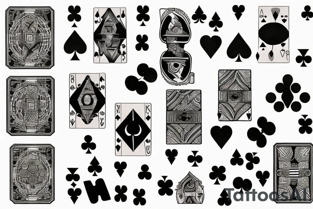direction sign with playing cards tattoo idea