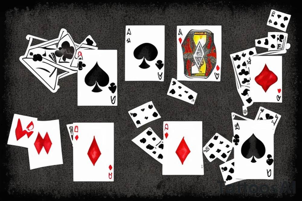 direction sign with playing cards tattoo idea