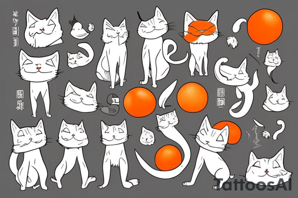 Furry orange and white cat tattoo idea