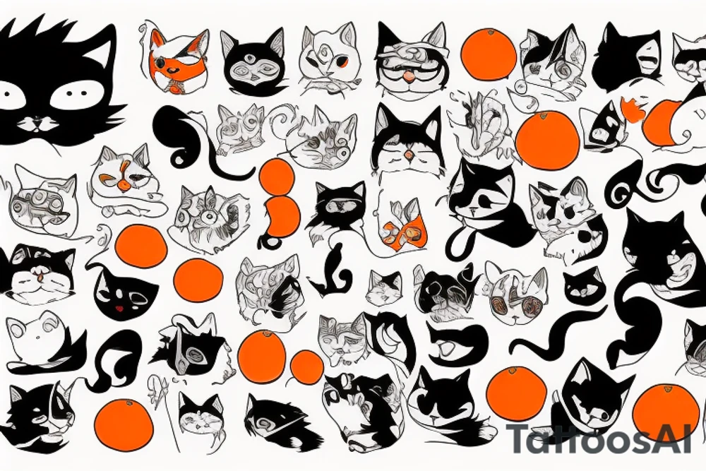 Furry orange and white cat tattoo idea