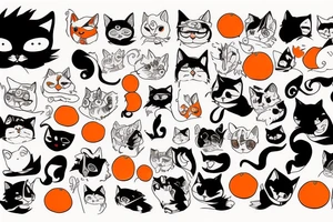 Furry orange and white cat tattoo idea