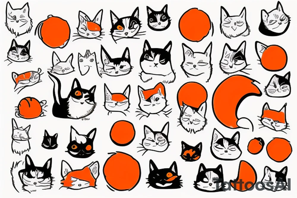 Furry orange and white cat tattoo idea