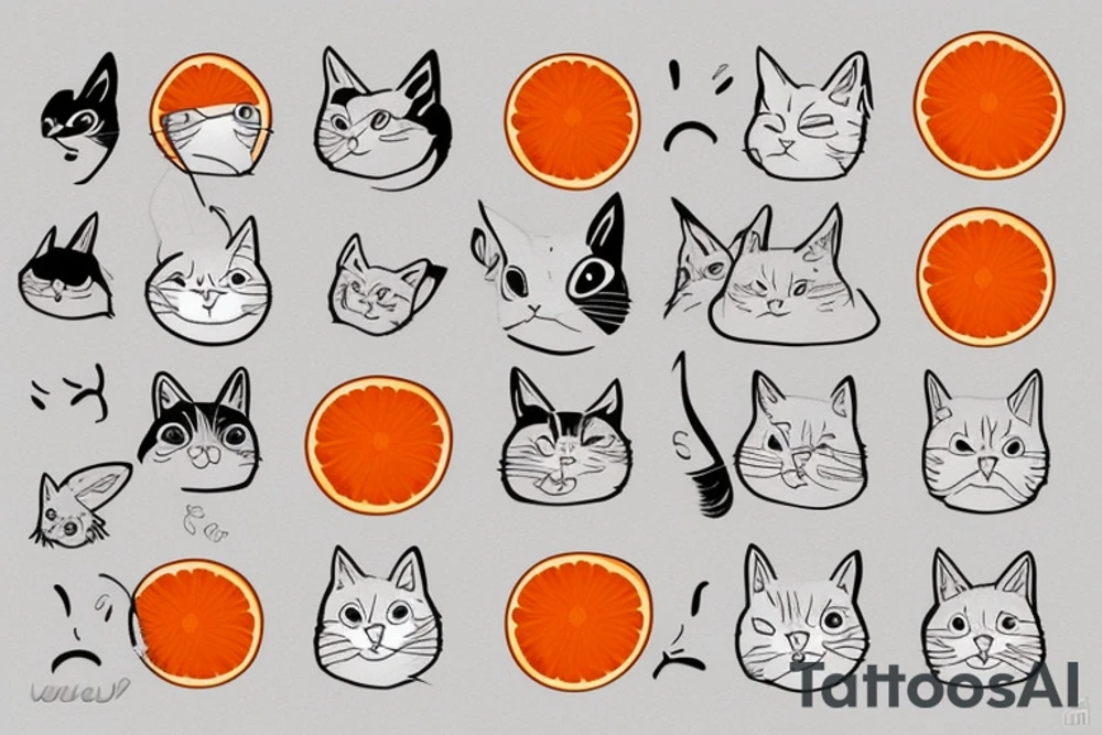 Furry orange and white cat tattoo idea