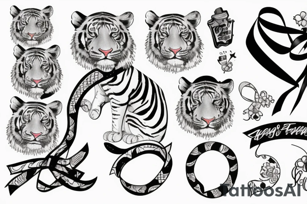 Tiger on upper right side of the back with a cancer ribbon tattoo idea