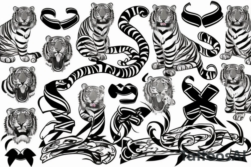 Tiger on upper right side of the back with a cancer ribbon tattoo idea