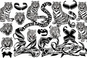 Tiger on upper right side of the back with a cancer ribbon tattoo idea