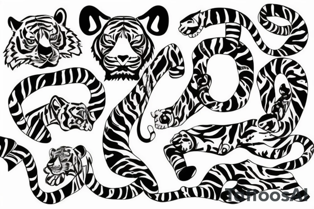 Tiger head on upper right side of the back with a cancer ribbon surrounding it tattoo idea