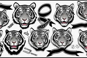 Tiger head on upper right side of the back with a cancer ribbon surrounding it tattoo idea