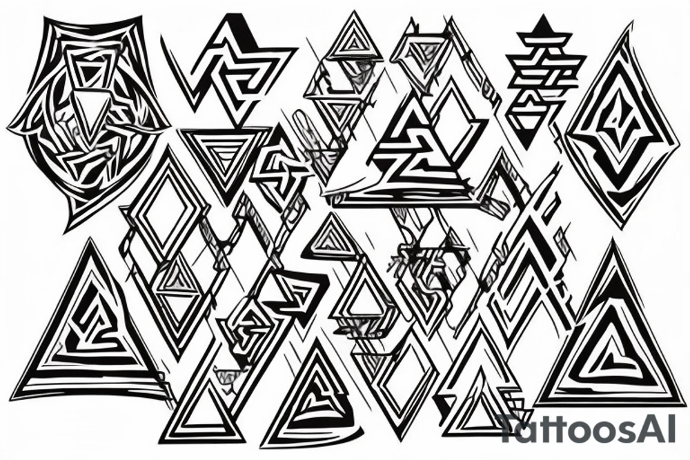 Valknut with color splash tattoo idea