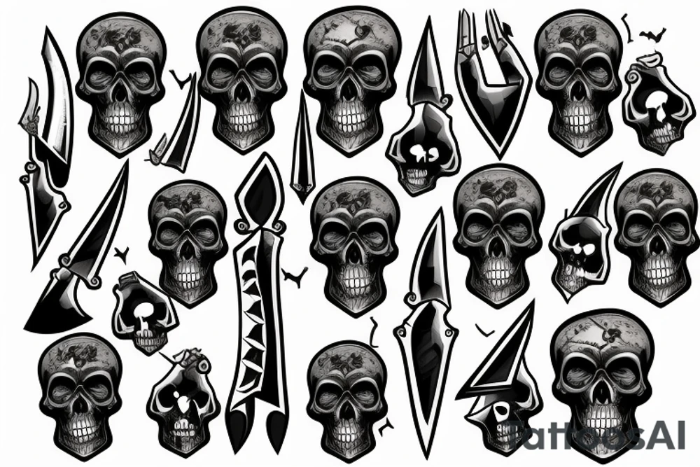 Blade dagger in a skull tattoo idea