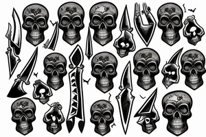 Blade dagger in a skull tattoo idea