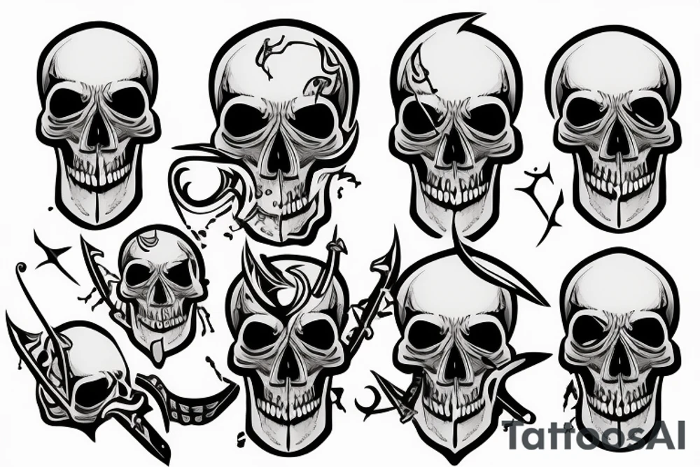 Blade dagger in a skull tattoo idea