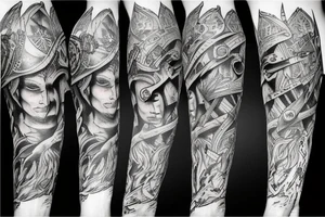 Arm half sleeve odin tattoo viking raven war tattoo idea