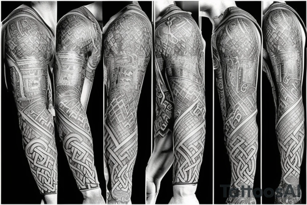 Arm half sleeve viking warrior tattoo idea