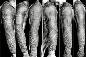 Arm half sleeve viking warrior tattoo idea