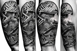 Arm half sleeve viking warrior tattoo idea