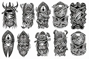 Viking warriors half arm sleeve tattoo idea
