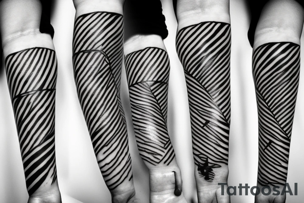 Stripes and lines around the arm tattoo idea