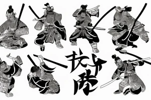 Samurai persevering and focused with discipline and three lives tattoo idea