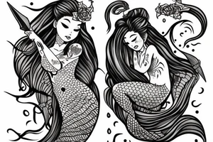 Mermaid with a daggers tattoo idea