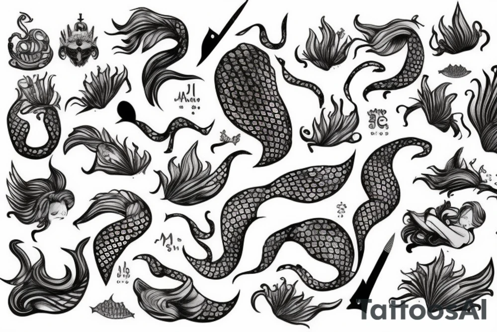 Mermaid with a daggers tattoo idea