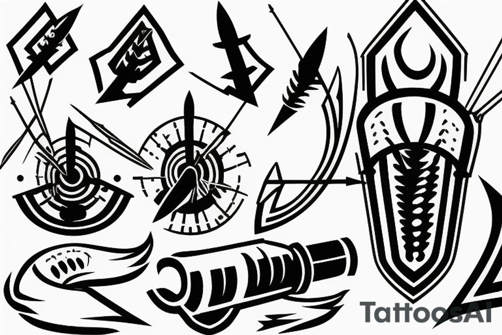 40 millimetre cal bullet flying, generating smoke as an arrow tattoo idea