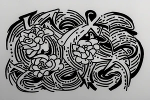 "行" symbol in the center; white background; tattoo idea