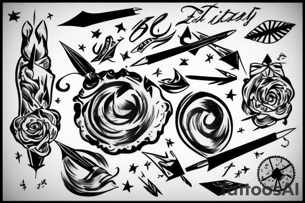 bullet flying, generating smoke as an arrow tattoo idea